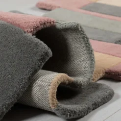 Abstrakt Teppich - Stracto Collage Rosa Beige