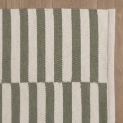 Baumwollteppich - Dazzle Blocks Grün Weiß