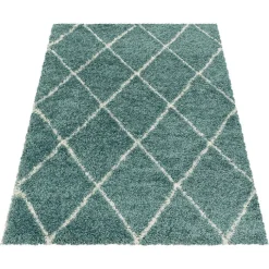 Berberteppich - Agadir Lines Blau Creme