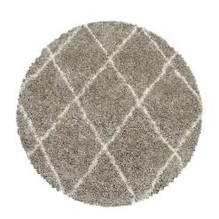 Berberteppich Rund - Agadir Lines Beige Creme