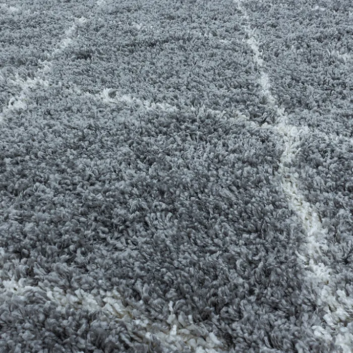 Berberteppich Rund - Agadir Lines Grau Creme