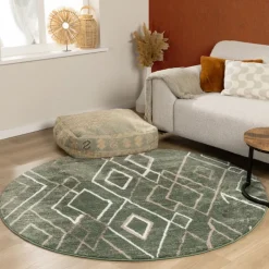 Berberteppich Rund - Blend Diamond Grün