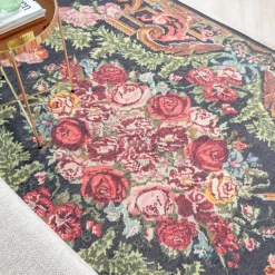 Blumen Teppich - Estate Rosen Kelim Gold
