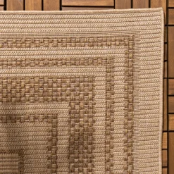 Garten Teppich Jute - Mavi Border Creme Braun