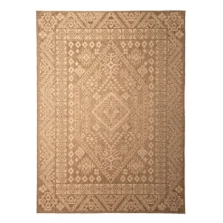 Garten Teppich Jute - Mavi Medaillon Creme Braun