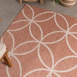 Geometrischer Outdoor Teppich - Faro Ripple Rosa