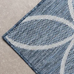 Geometrischer Outdoor Teppich - Faro Ripple Blau