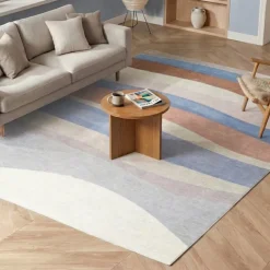 Geometrischer Teppich - Swing Waves Blau Rosa