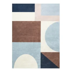 Geometrischer Teppich - Swing Shapes Blau Braun