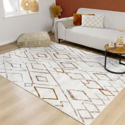Hochflor Teppich - Blend Diamond Creme Bunt