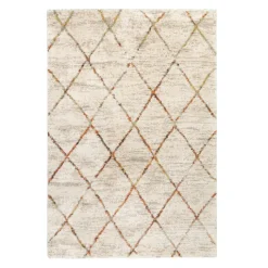 Hochflor Teppich - Blend Lines Creme Bunt