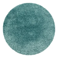 Hochflor Teppich Rund - Blushy Türkis