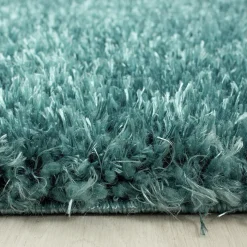 Hochflor Teppich Rund - Blushy Türkis