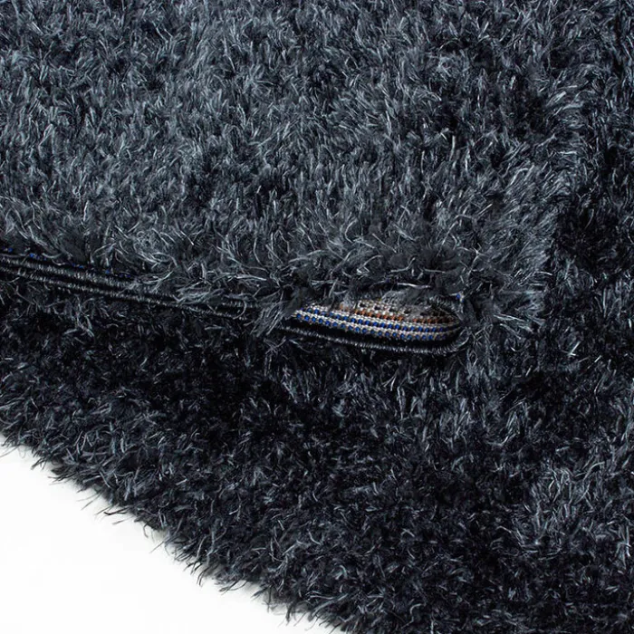 Hochflor Teppich Rund - Blushy Schwarz Meliert
