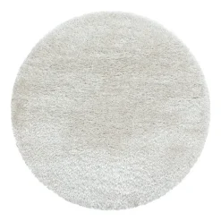 Hochflor Teppich Rund - Blushy Creme Weiß