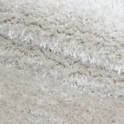 Hochflor Teppich Rund - Blushy Creme Weiß