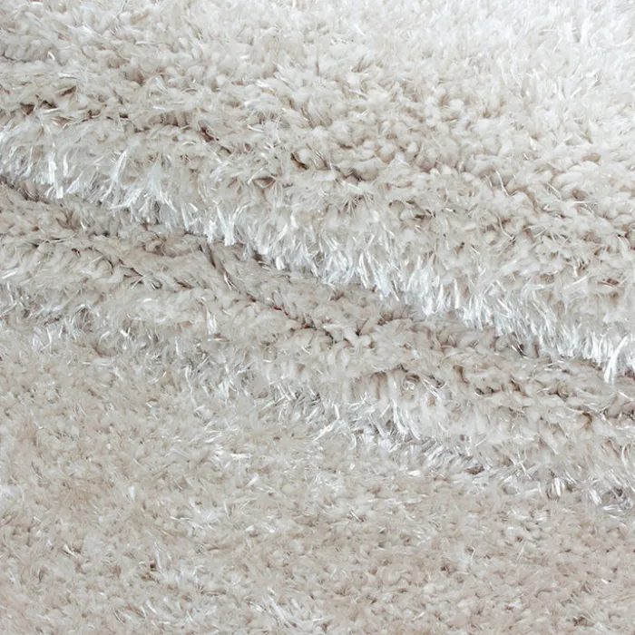 Hochflor Teppich Rund - Blushy Creme Weiß