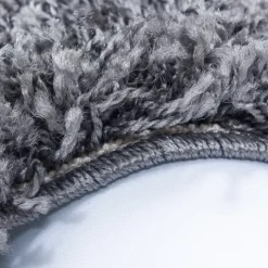 Hochflor Teppich Rund - Edge Grau