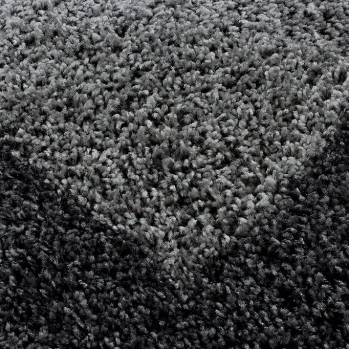 Hochflor Teppich Rund - Edge Grau