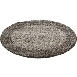 Hochflor Teppich Rund - Edge Taupe
