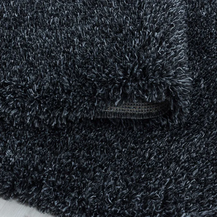 Hochflor Teppich Rund - Fuzzy Anthrazit