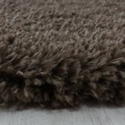 Hochflor Teppich Rund - Fuzzy Braun