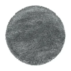 Hochflor Teppich Rund - Fuzzy Grau