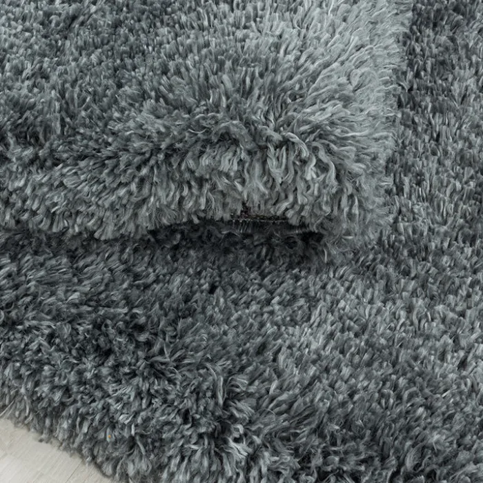 Hochflor Teppich Rund - Fuzzy Grau