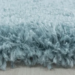 Hochflor Teppich Rund - Fuzzy Hellblau