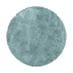 Hochflor Teppich Rund - Fuzzy Hellblau