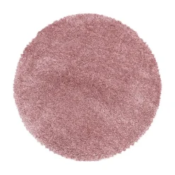 Hochflor Teppich Rund - Fuzzy Rosa