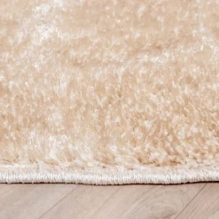 Hochflor Teppich Rund - Glazy Beige Creme