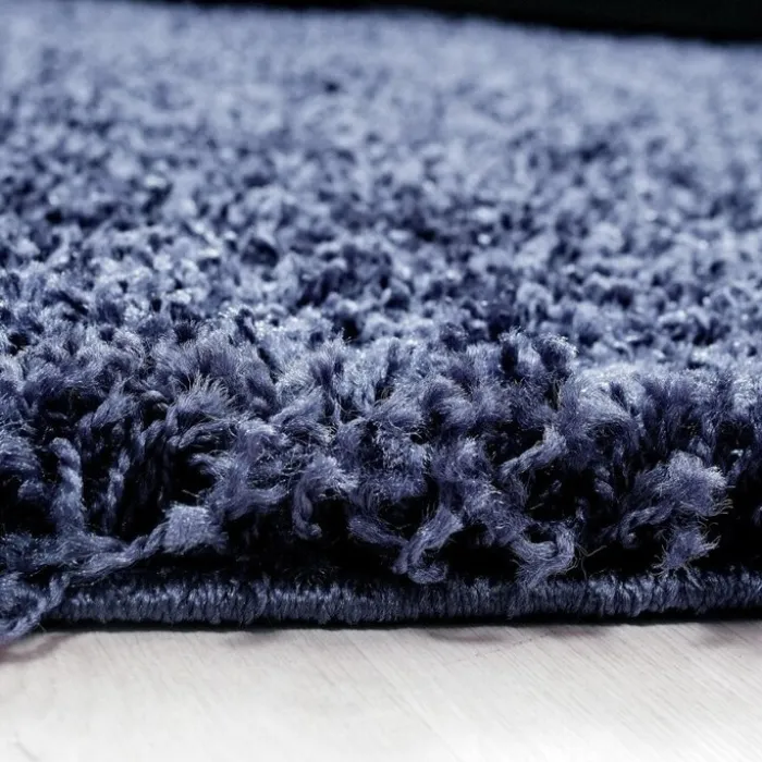 Hochflor Teppich Rund - Life Blau