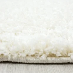Hochflor Teppich Rund - Life Creme Weiß