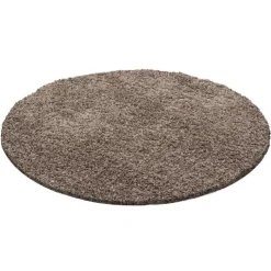Hochflor Teppich Rund - Life Hellbraun
