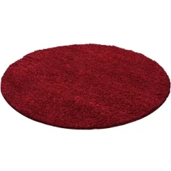 Hochflor Teppich Rund - Life Rot