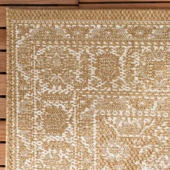 In- & Outdoor Jute Teppich - Daisy Medaillon Weiß