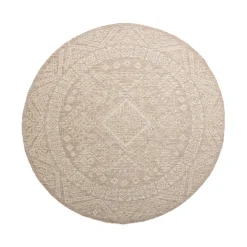 In- & Outdoor Jute Teppich Rund - Atlas Aztec Braun Creme