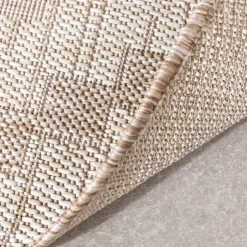 In- & Outdoor Jute Teppich Rund - Atlas Diamond Braun Creme