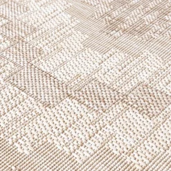 In- & Outdoor Jute Teppich Rund - Atlas Diamond Braun Creme