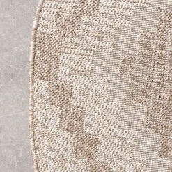 In- & Outdoor Jute Teppich Rund - Atlas Diamond Braun Creme