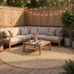 In- & Outdoor Jute Teppich Rund - Bali Braun