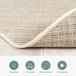 In- & Outdoor Jute Teppich Rund - Nomad Melange Creme