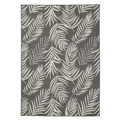 In-& Outdoor Teppich - Malta Leaves Schwarz