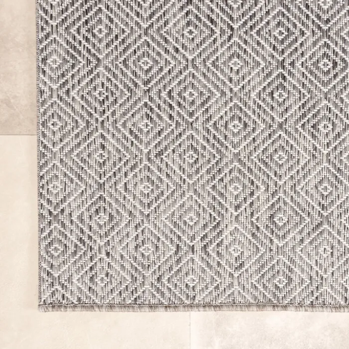In- & Outdoor Teppich Quadrat - Summer Tile Hellgrau