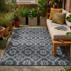 In- & Outdoor Teppich - Rio Flower Blau