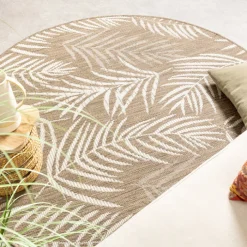 In- & Outdoor Teppich Rund - Malta Leaves Natur