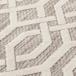 In- & Outdoor Teppich Rund - Piatto Mataro Creme Weiß - Ø 160cm