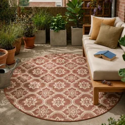 In- & Outdoor Teppich Rund - Rio Flower Rosa