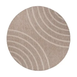In- & Outdoor Teppich Rund - Sierra Curves Beige Creme